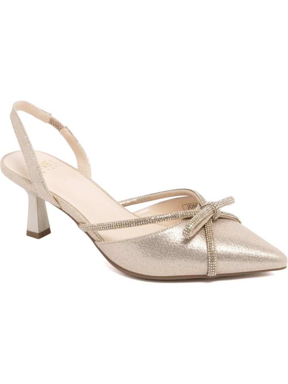 Women's Gold Missete Mesh Pointed Toe Comfortable Low Kitten Heels